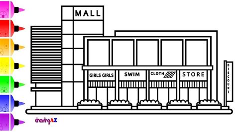 draw  shopping mall  kids coloring page  children