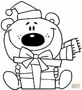 Coloring Christmas Bear Teddy Clipart Pages Clip Gifts Printable Transparent sketch template