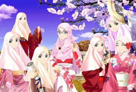 gambar kartun jepang muslimah