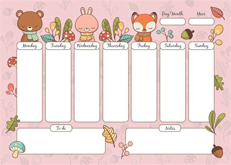 cute printable weekly schedule template  calendar printable weekly