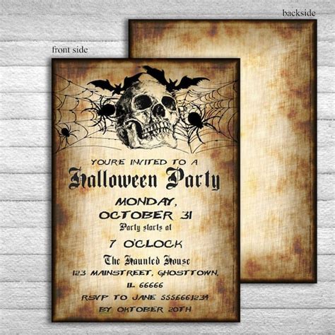 items similar  printable halloween invitation skull invitations adult