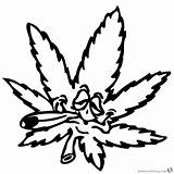 Weed Coloring Leaf Marijuana Cannabis Swear Stoner Sketch Garfield Bettercoloring sketch template