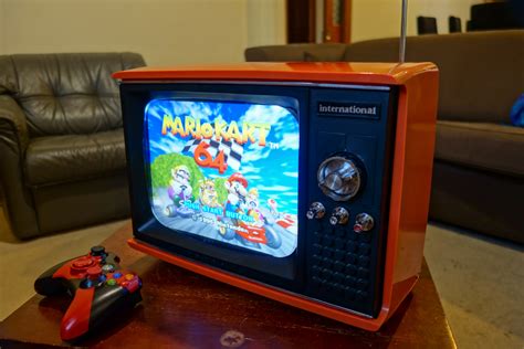 excellent vintage portable tv turned  retro gaming system boing boing