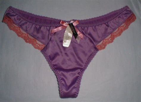 Large ~ Sexy Little Things Purple Satin Pink Lace Victoria S Secret