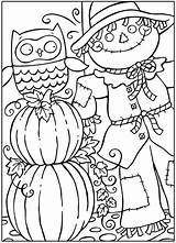 Coloring Fall Pages Printable Sheets Kids Pumpkin Scarecrow Welcome Print Halloween Pumpkins Doverpublications Owl Owls Preschoolers Leaves sketch template