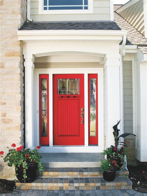 creating  charming entryway  red front doors