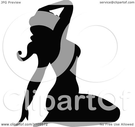 clipart silhouetted pinup woman sitting on her knees royalty free vector illustration by