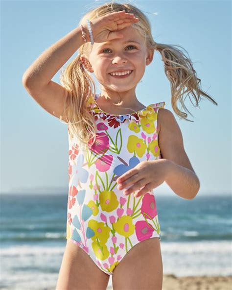 girls ruffle detail one piece swimsuit 14 golden paisley floral in