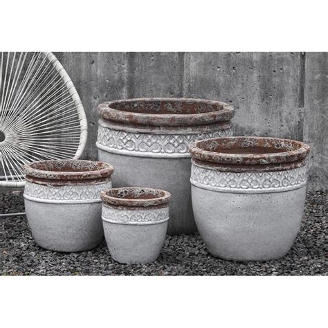 Kinsey Garden Decor Glazed Ceramic Planters Distressed White Pottery