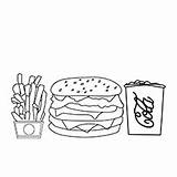 Burger Coloring Pages Fries French Hamburger Spongebob Printable Cola Enjoying Little sketch template