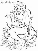 Mermaid Little Color Print Coloring Pages Disney Princess Girls sketch template