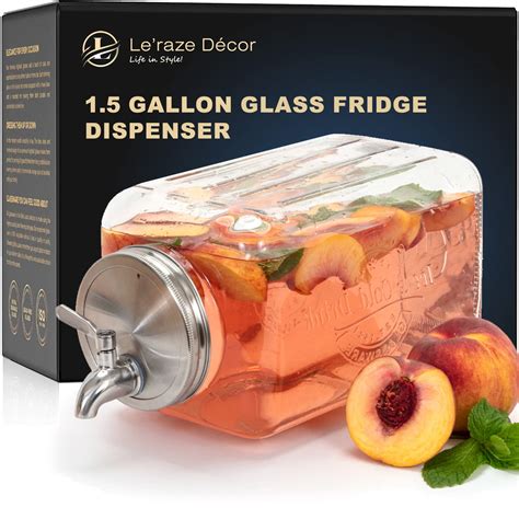 buy glass beverage dispenser  parties  leakproof stainless steel spigot drink