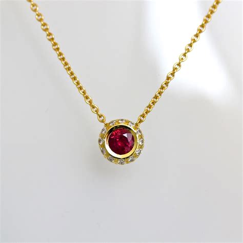 Contemporary Ruby And Diamond Necklace 18ct Gold David Ashton
