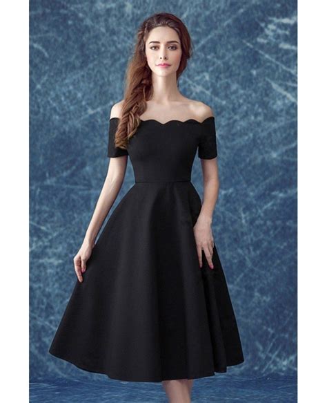 midi simple black formal dress    shoulder sleeves agp