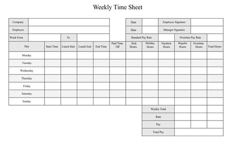 weekly time sheets templates doctemplates gambaran