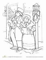 Christmas Coloring Pages Victorian Colouring Carolers Printable Color Xmas Visit sketch template
