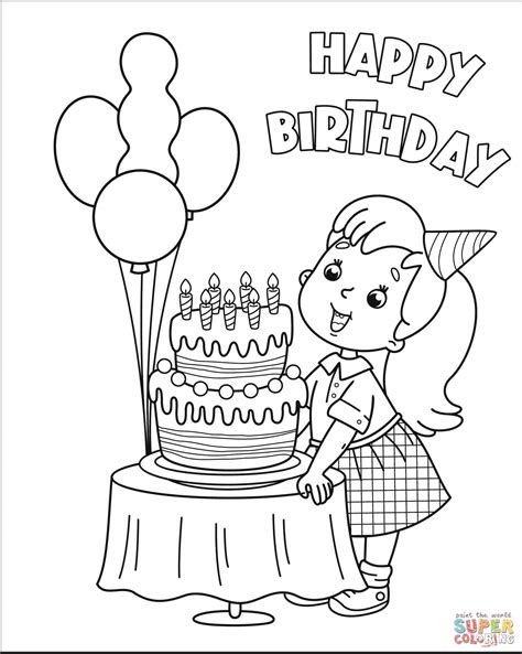 happy birthday girl coloring pages