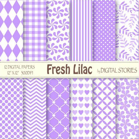 lilac basic digital scrapbook paper pack fresh lilac  hearts dots flower plaid