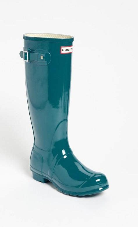 blue hunter boots pretty     pair   womens boots rain boots