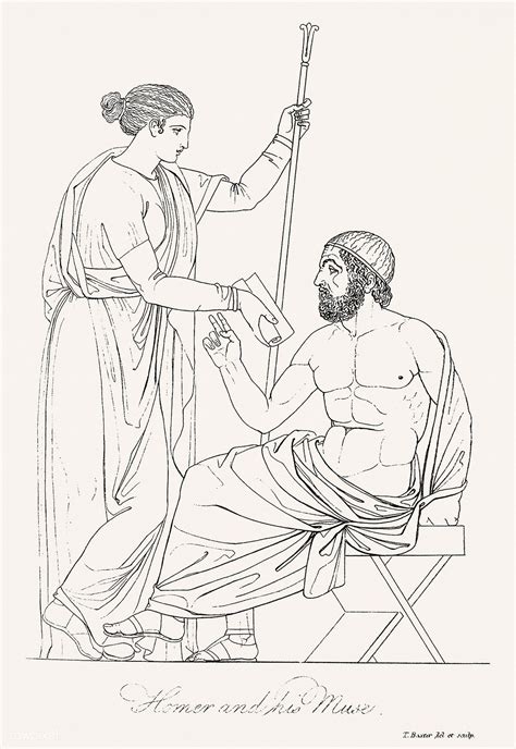 homer and his muse from an illustration of the egyptian grecian and