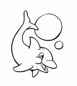 Dolphin Coloring Kids Dolphins Simple Ball Animals Print Pages Very Color Playing Colorear sketch template