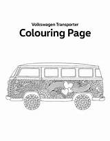 Colouring Busje Transporter Printable Bus Hippie sketch template