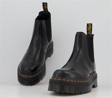 dr martens  quad chelsea boots black leather ankle boots