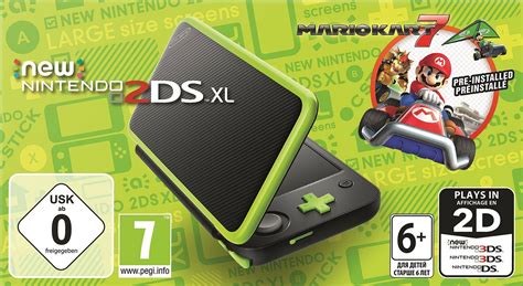 consoles  nintendo ds xl console black lime green mario kart  pre installed ds