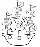 Pirate Ship Coloring Pages Simple Preschool Lego Template Drawing sketch template
