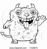 Devil Ugly Outlined Waving Clipart Cartoon Cory Thoman Coloring Vector 2021 sketch template