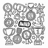 Doodle Award Vector Coloring Drawn Icons Hand sketch template