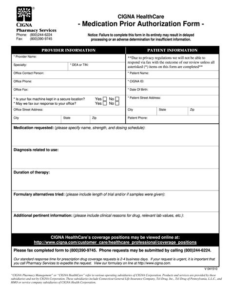 Cigna Prior Authorization Form 2019 Fill Out And Sign Online Dochub