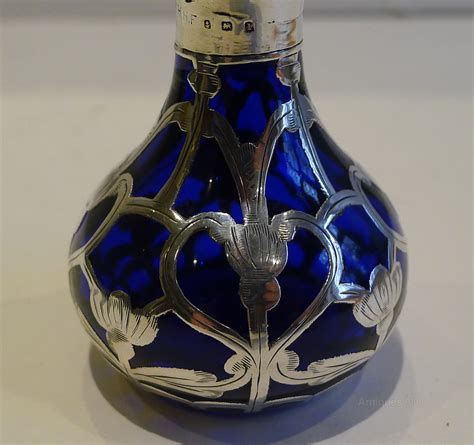 Antiques Atlas Blue Glass Perfume Bottle Sterling