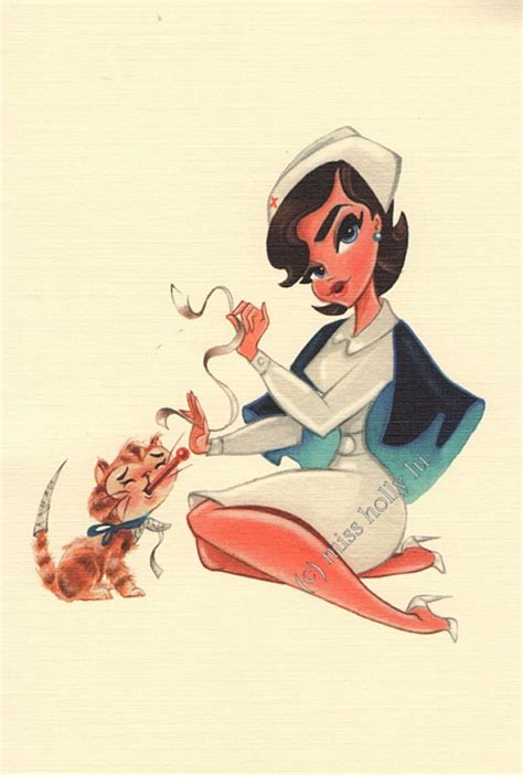 get well note card pin up style sexy nurse in blue nurse etsy