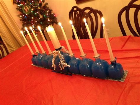 patron bottle menorah add blue water white candles    size bottles