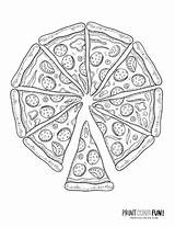 Pizza Coloring Pages Whole Pies Slices Pie Color sketch template