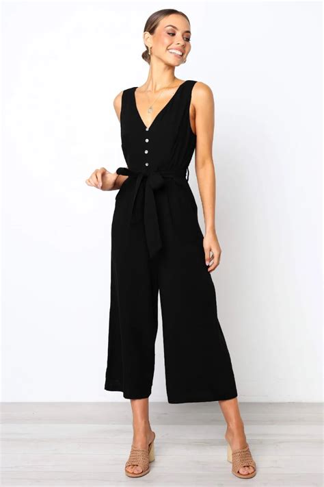 Fashion Rompers Womens Jumpsuit 2019 New Summer Solid Sleeveless V Neck