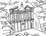 Coloring Petra Al Khazneh Treasury Basilica Picchu Machu City Dibujo Coloringcrew Vatican St Peter Petras sketch template