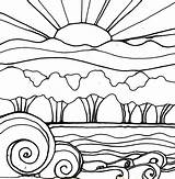 Coloring Pages Sunset Beach Adults Color sketch template