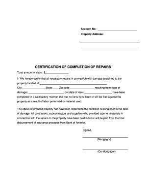 roofing certificate  completion fill  printable fillable