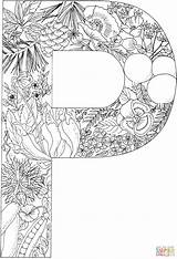 Coloring Letter Pages Alphabet Printable Plants Color Letters Supercoloring Initials Printables Colouring Adult Books Lettre Coloriage English Crafts Drawing sketch template