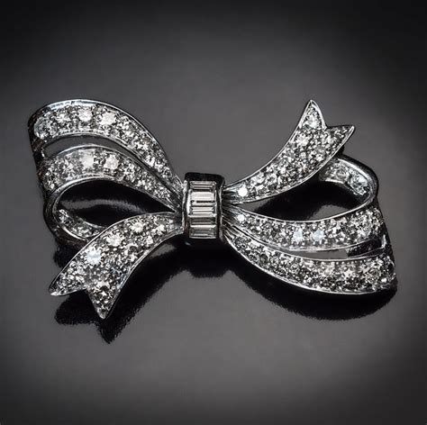 vintage 2 55 ct diamond bow brooch pin 1930s antique