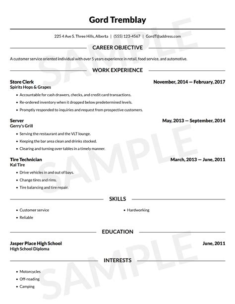 resume builder   resume template canada lawdepot