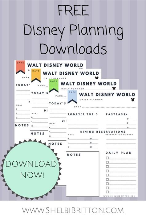 disney world printable planning sheets template calendar design