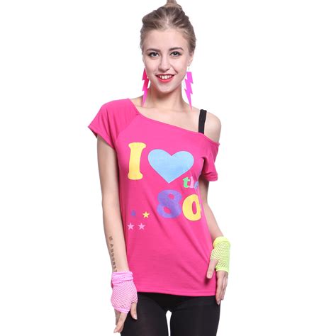 rose red sexy i love the 80s retro t shirt women casual costume fancy