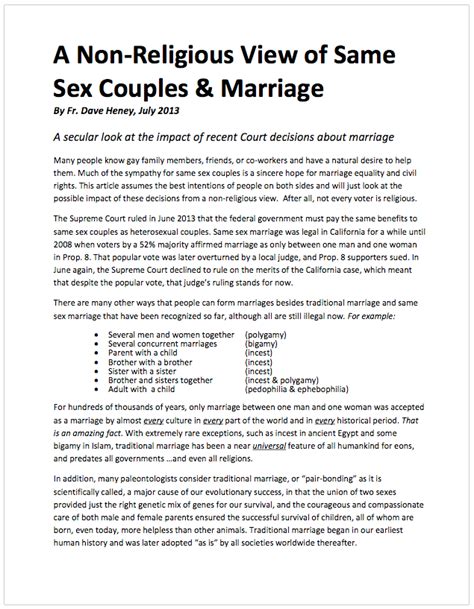 non religious view of marriage and same sex couples fr