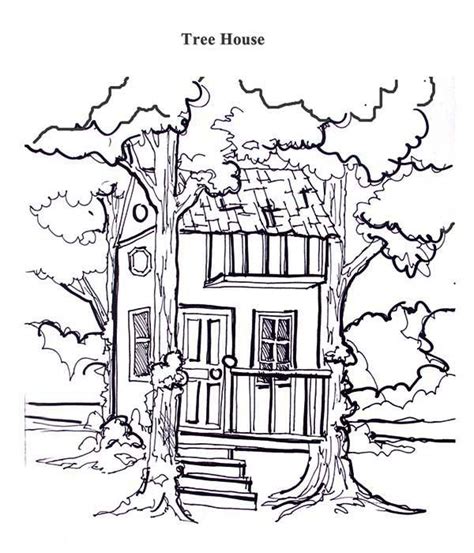 treehouse   tree coloring page color luna tree coloring