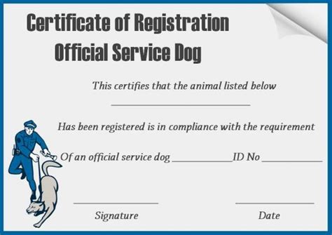 service dog certificates template  certificate templates service