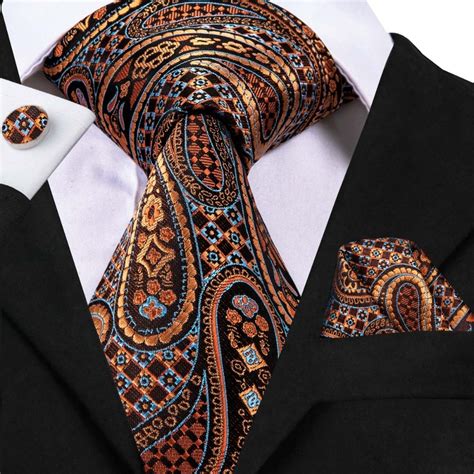 buy  tie handmade silk mens ties brown paisley wedding tie set luxury