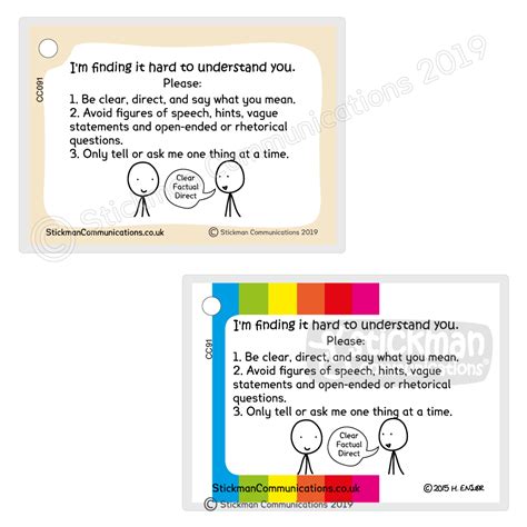 give clear info card stickman communications